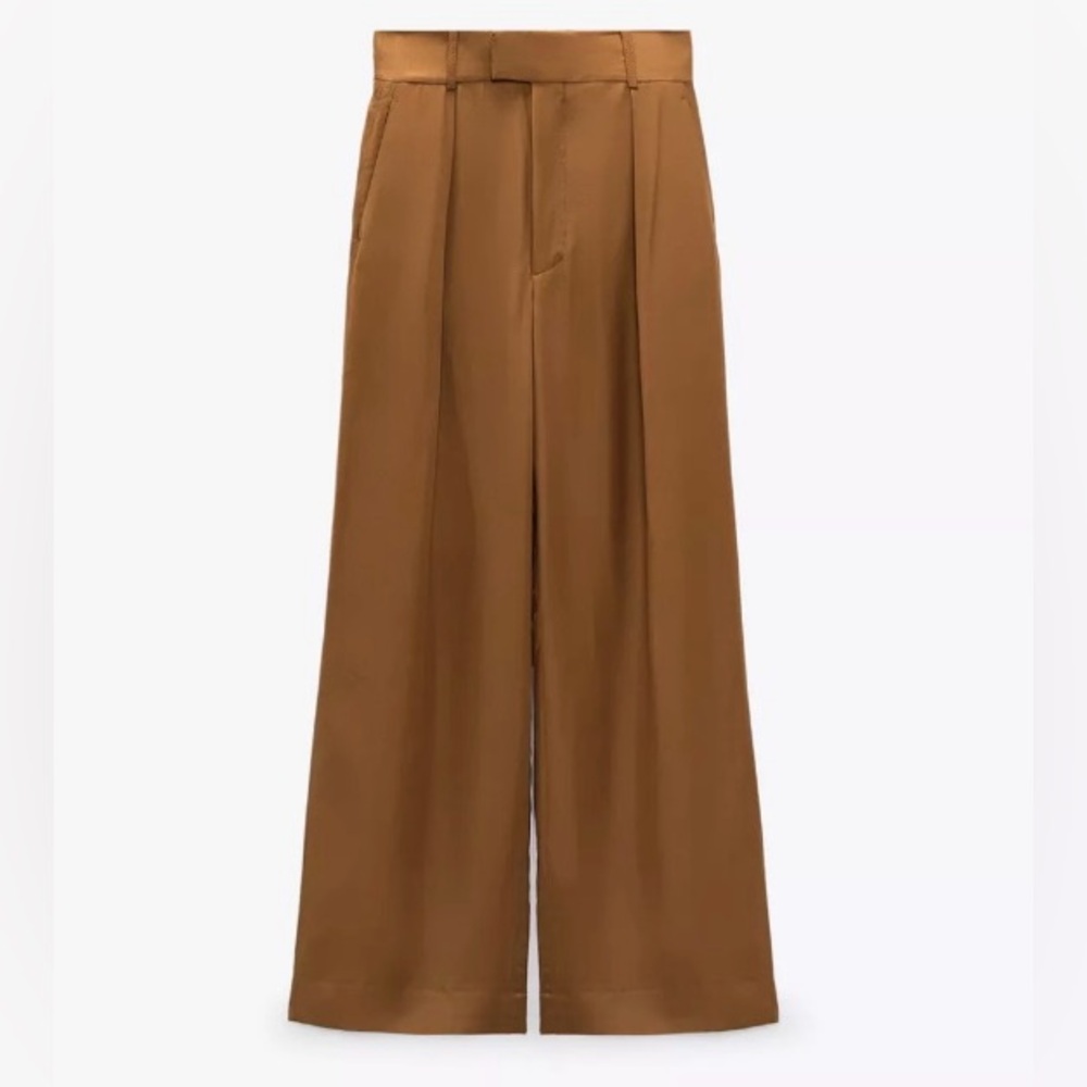 Elegant Tan Wide-Leg Pants